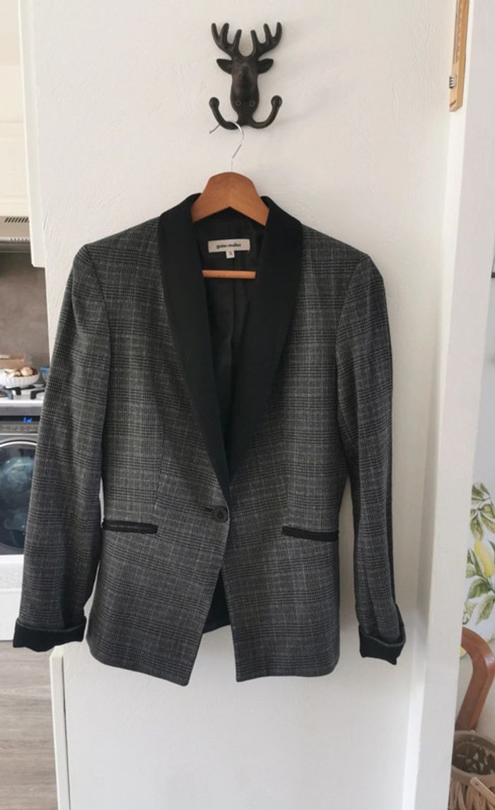 Blazer à carreaux gris - Grain de malice - photo numéro 2