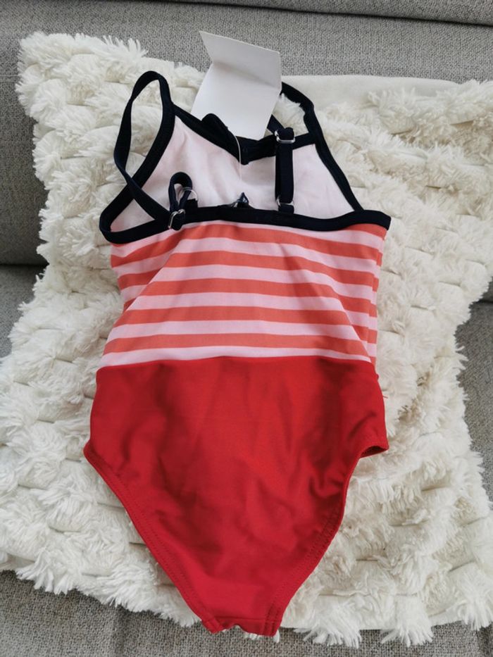 Maillot de bain 1 pièce Terre de marins rayé rouge taille 2 ans - photo numéro 2