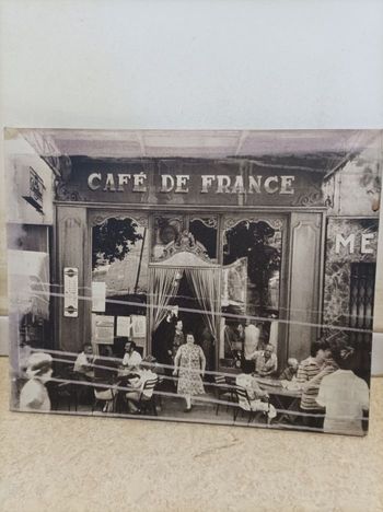 Toile D'époque Café De France Noir et Blanc 