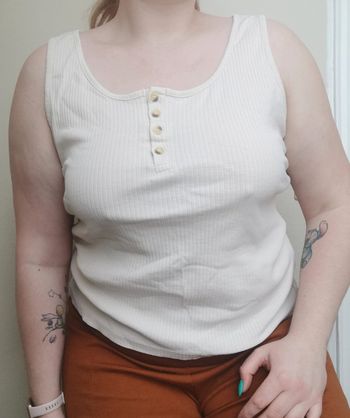 Débardeur côtelé beige taille 48