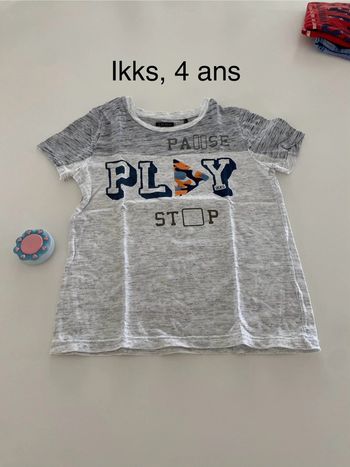 Tee shirt gris Ikks play 4 ans