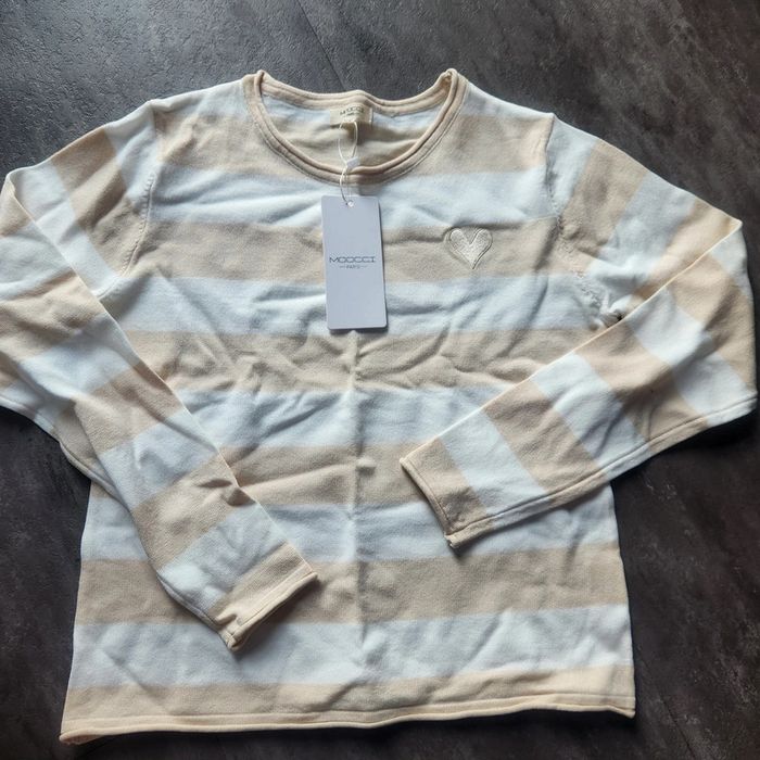 Pull léger beige et blanc 🩷