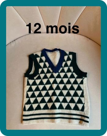 Pull jacquard sans manches 100% laine 12 mois - Simonetta Tiny