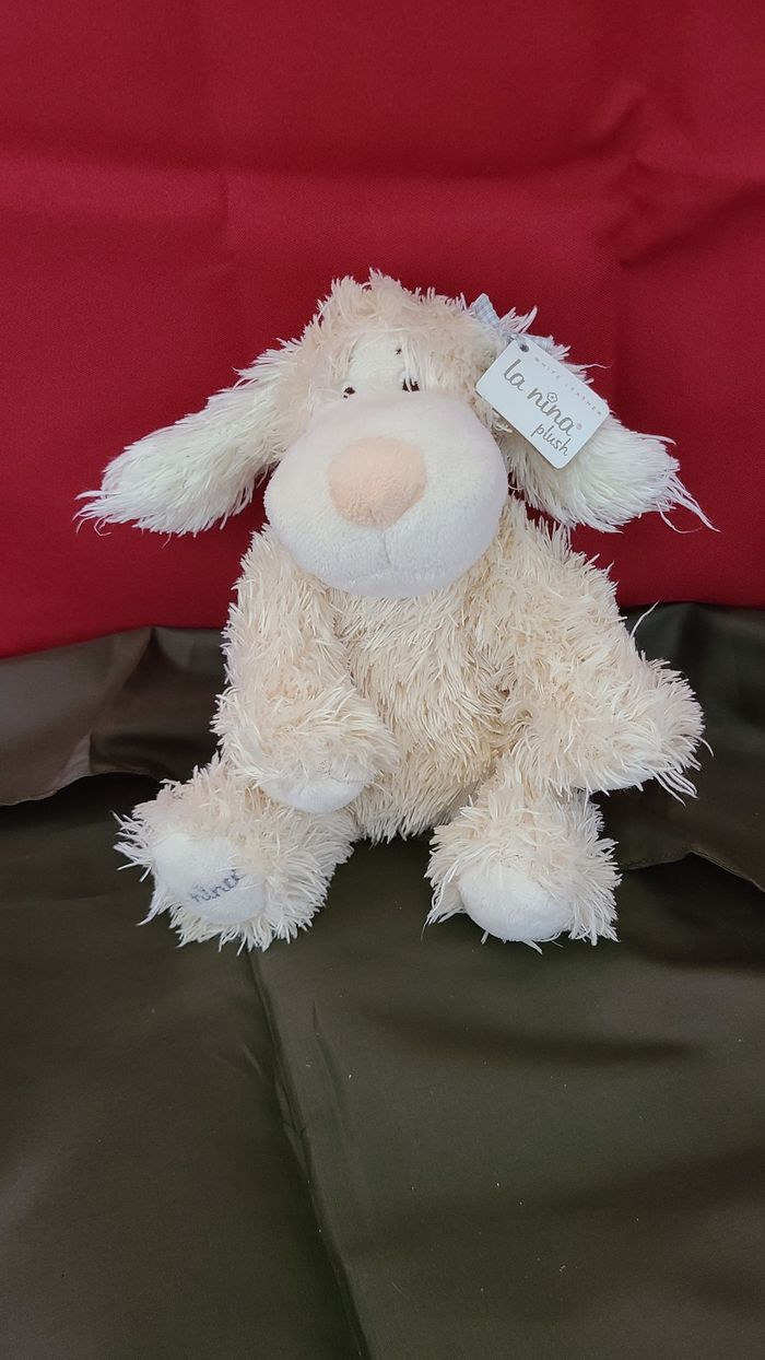 peluche chien blanc crème la nina plush - photo numéro 2