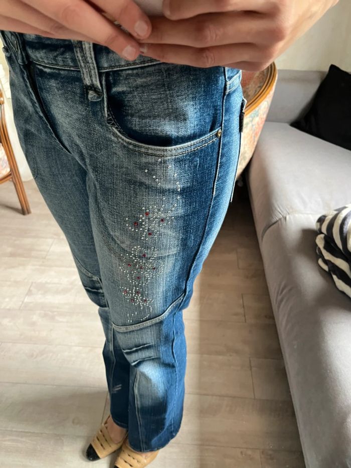 Jean taille basse flare vintage année 2000 bootcut y2k sequins - photo numéro 5