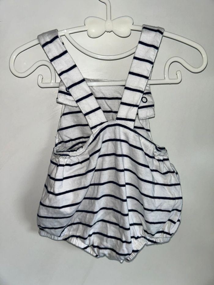 Barboteuse / salopette rayé bleu marine  et blanche - Taille 6 mois - Sucre D’orge - photo numéro 4