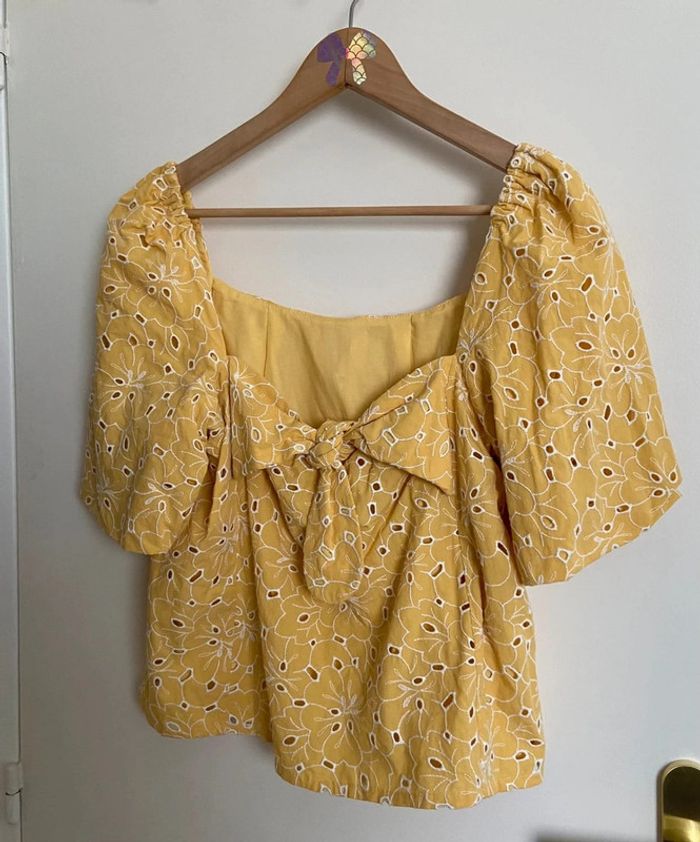 Blouse Sézane "Loïs" Jaune écru Taille 36 - photo numéro 2