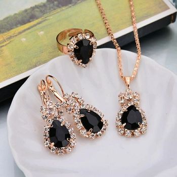 Parure " Goutte" noire