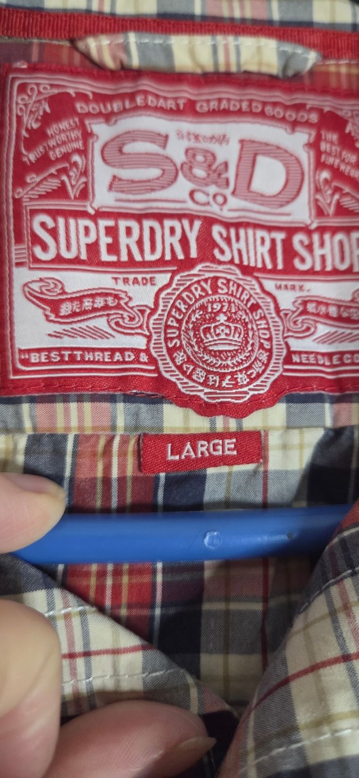 Chemise Superdry Shirt Shop L – 100% coton – Carreaux rouge marine beige – Neuve sans étiquette !o - photo numéro 8