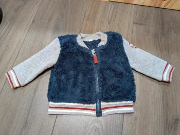 Veste teddy bombers 3 mois gris bleu marine très bon état