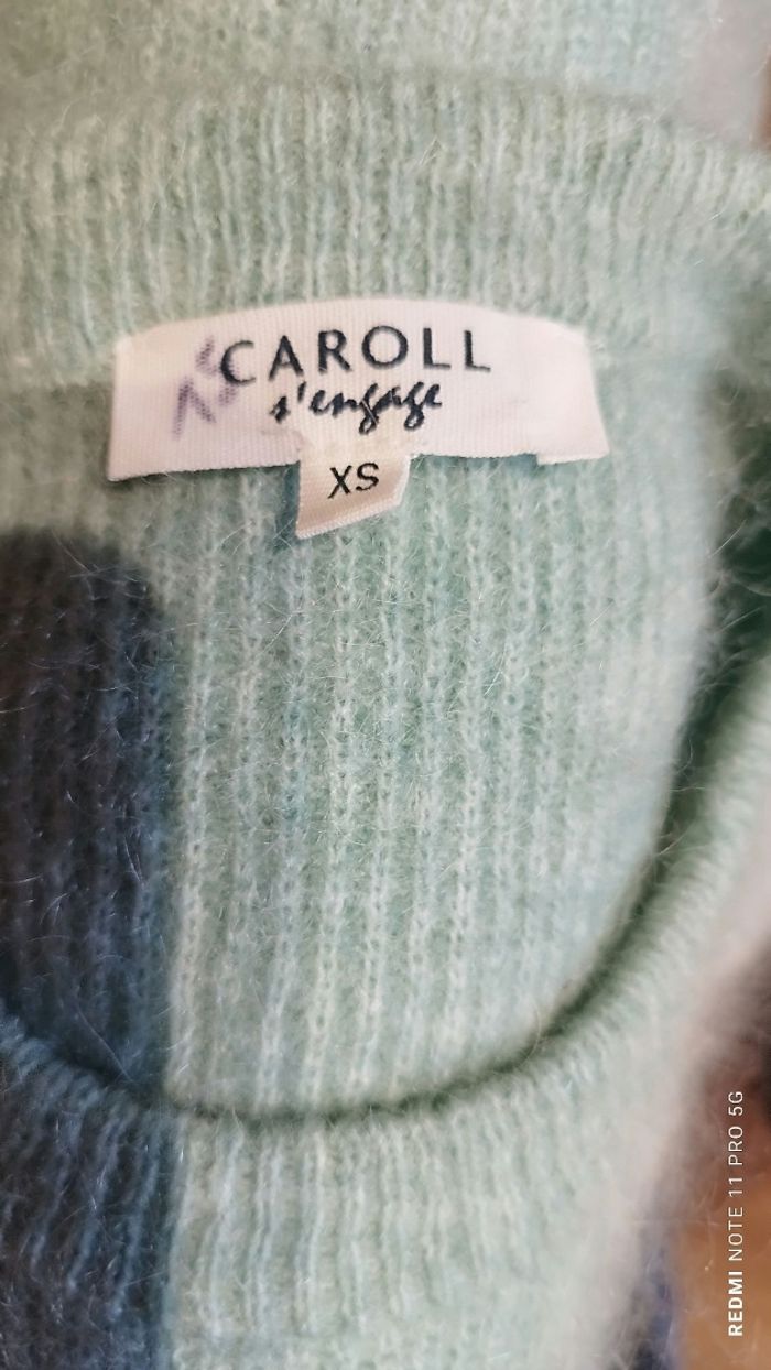 Pull   vert pastel avec angora - photo numéro 5