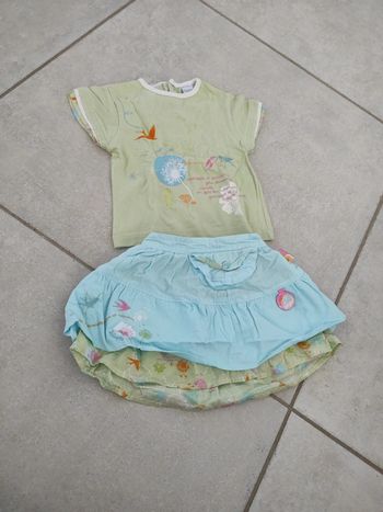 Ensemble tee shirt et jupe 12 mois babygro