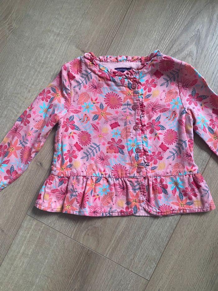 Blouse chemise sergent major motif fleurs