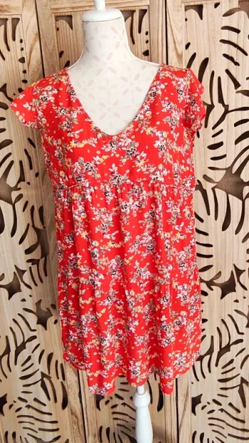 Robe mini  fluide imprimée fleurie Promod