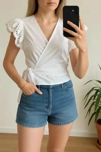 Blouse Claudie Pierlot en coton brodé – Taille 36