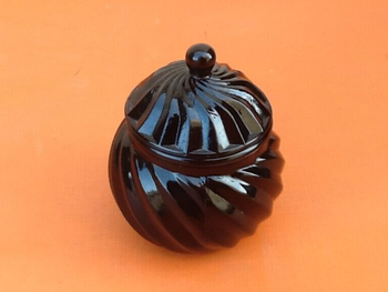 Pot couvercle  Verre noir torsadé