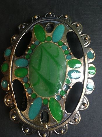 Barrette à cheveux style ethnique métal émaillé