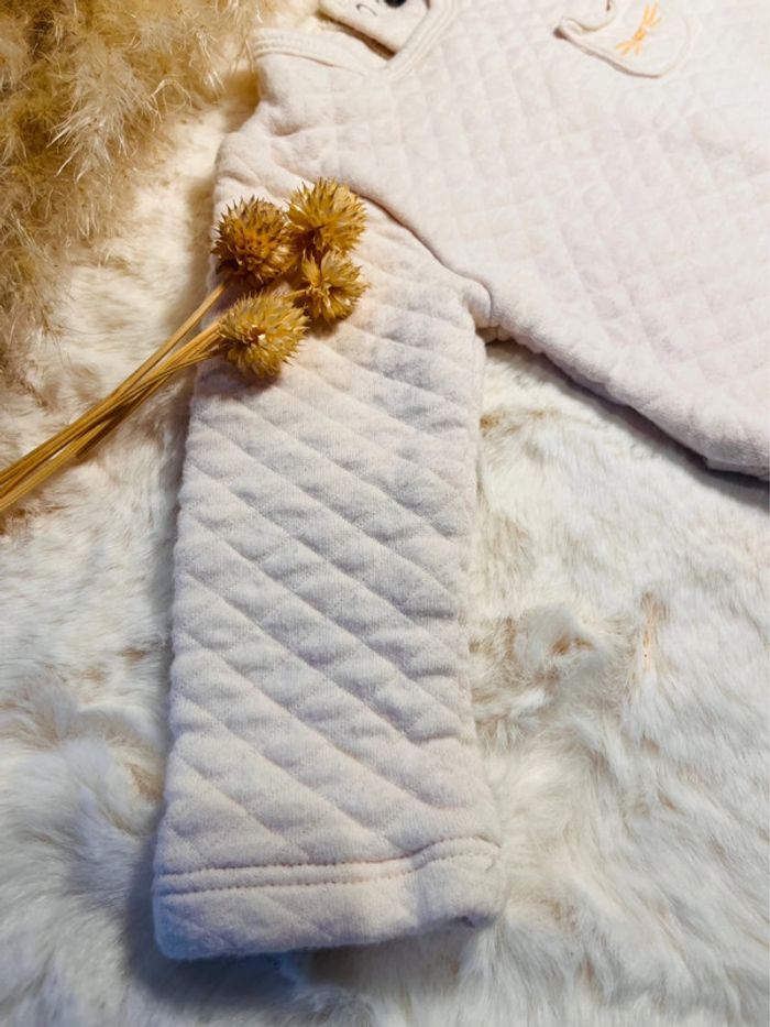 Pyjama molletonné blanc, bébé fille, 3 mois, kiabi, bon état - photo numéro 2