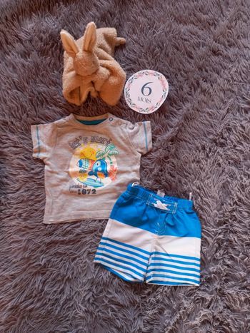 Ensemble été short + t-shirt garçon 6 mois