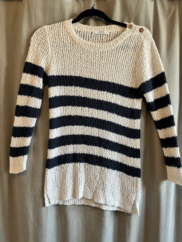 pull en maille marinière mango taille s - photo numéro 2