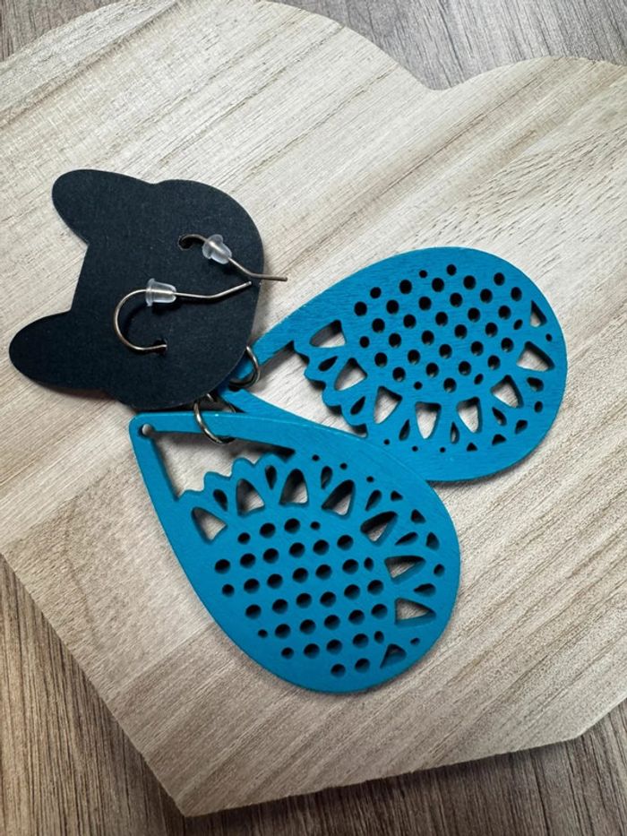 Paire de boucles d’oreilles turquoise - photo numéro 5
