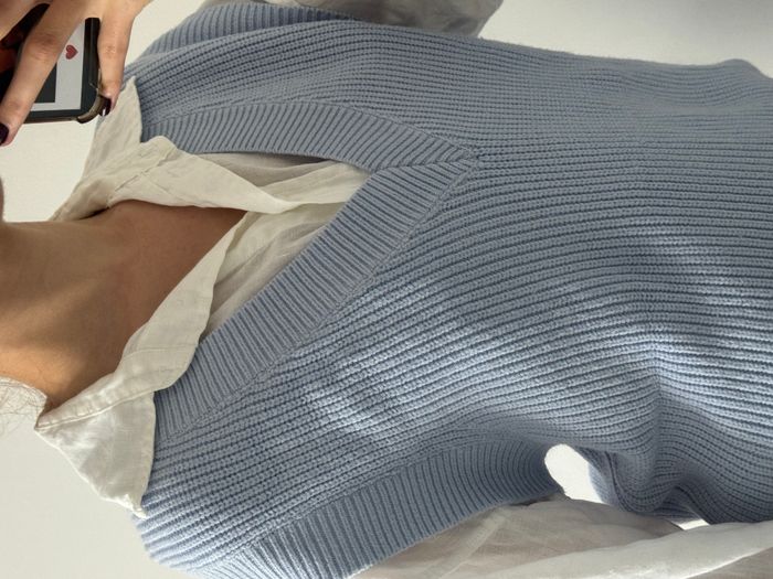Pull sans manches en maille côtelée bleu Jennyfer - photo numéro 2