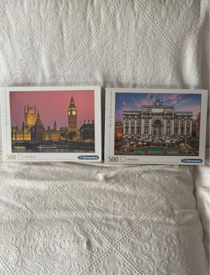 Lot de deux puzzles 500 pièces : fontaine di Trevi + Londres