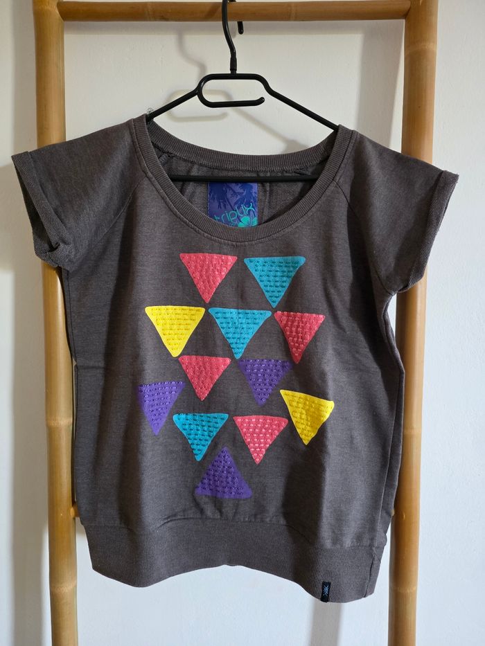 T-shirt sweat gris et multicolore Triplix