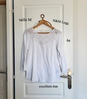 Top manche 3/4 brode ajouré h&m taille M