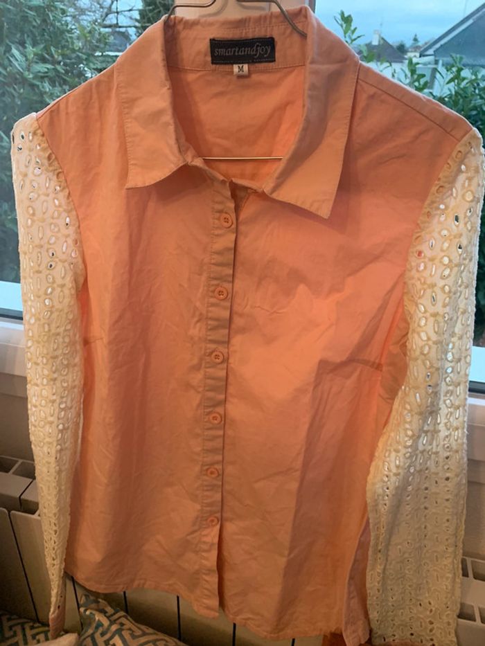 chemise rose avec manches en dentelle - photo numéro 2