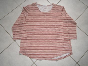 Tee-shirt manches 3/4 rayé marron/beige Taille 42