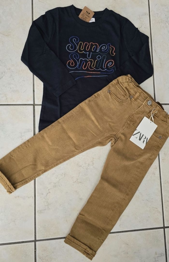 Neufs (non portés) 🏷💙🤩🥰ensemble teeshirt ml et jeans slim 4 ans garçon 🤩🥰 - photo numéro 2