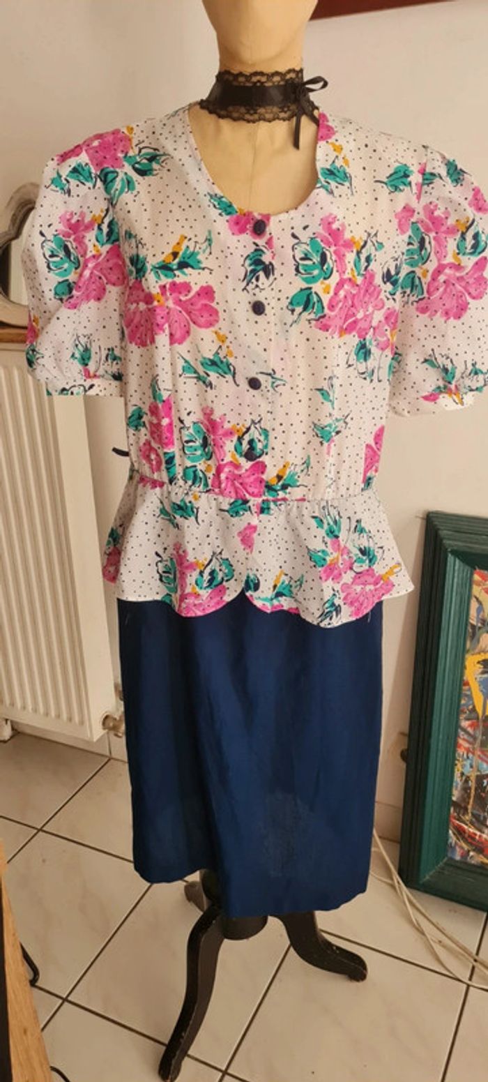Robe habillée costume vintage c&a fleurie 40