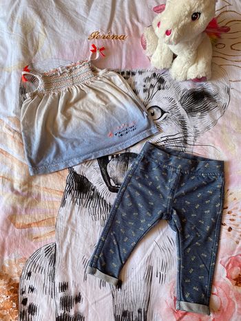 Ensemble haut et legging, taille 9 mois, marque Brioche et Zara.