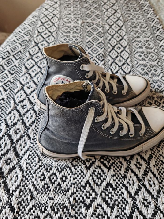 Converse montantes femme bleues peu portées, lavées, lacets neufs 38 - photo numéro 3