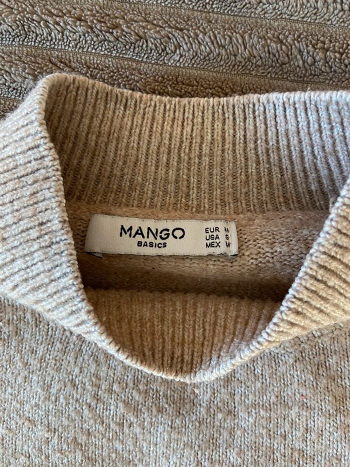 Pull haut Col cheminé beige maille - photo numéro 2
