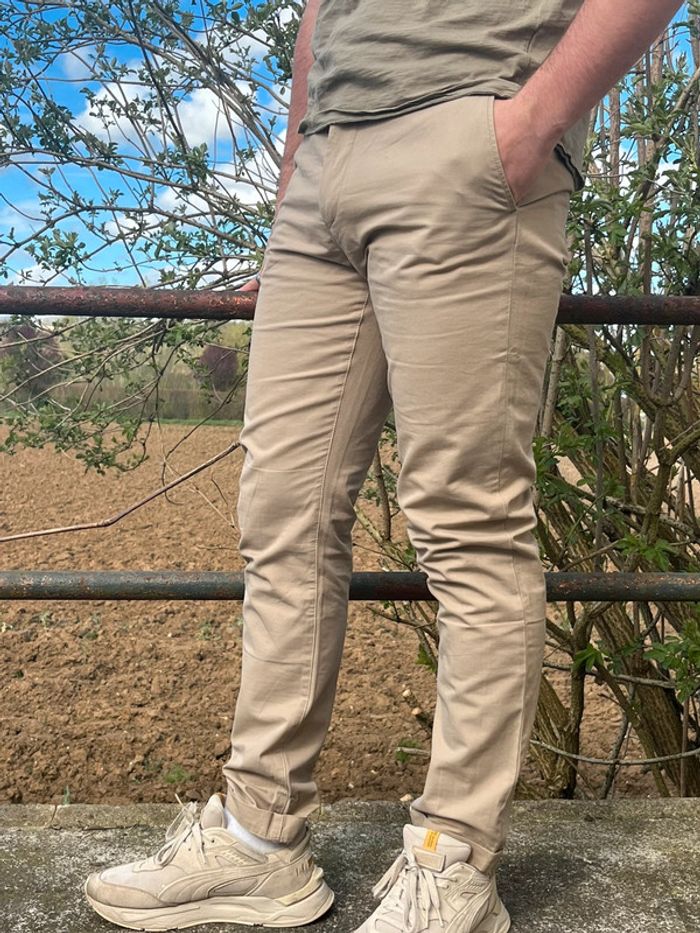 Pantalon chino couleur beige - photo numéro 6