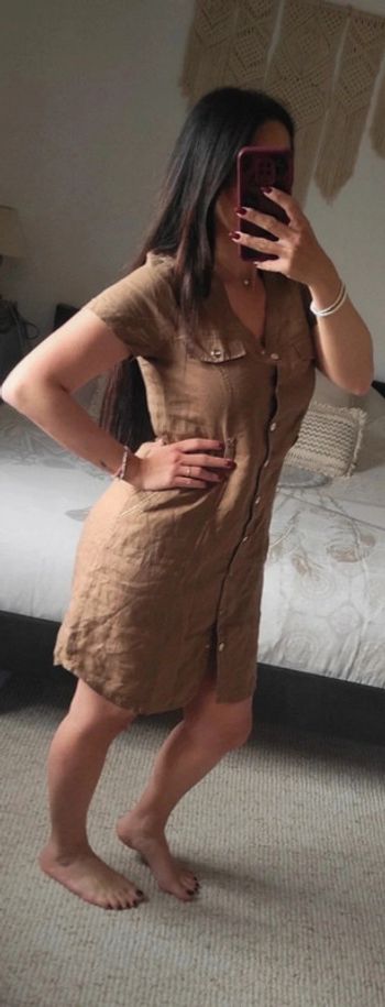 Robe Bréal 100% lin couleur coca mocha 38