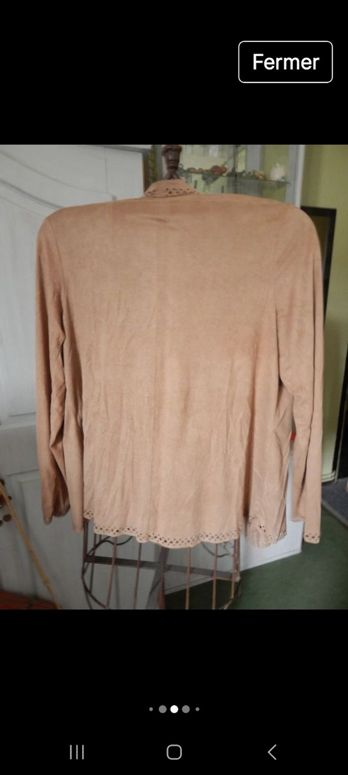 ensemble haut + veste en suédine .gémo. XL - photo numéro 4
