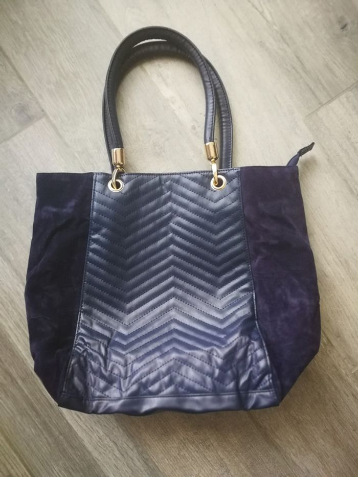 Sac cabas matelassé bi matière neuf