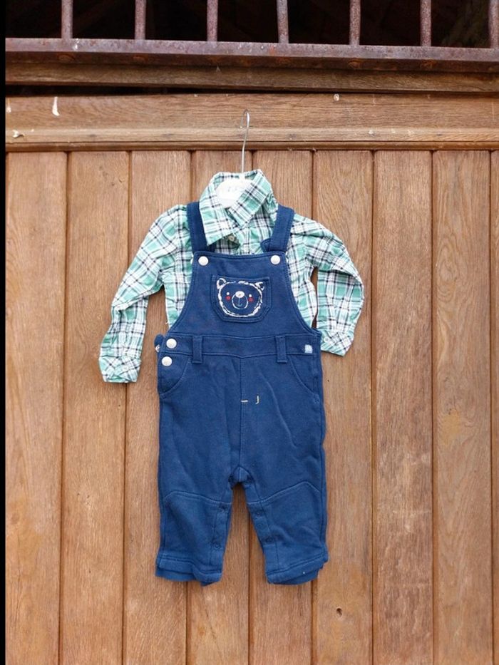 Ensemble chemise + salopette bébé garçon 12 mois