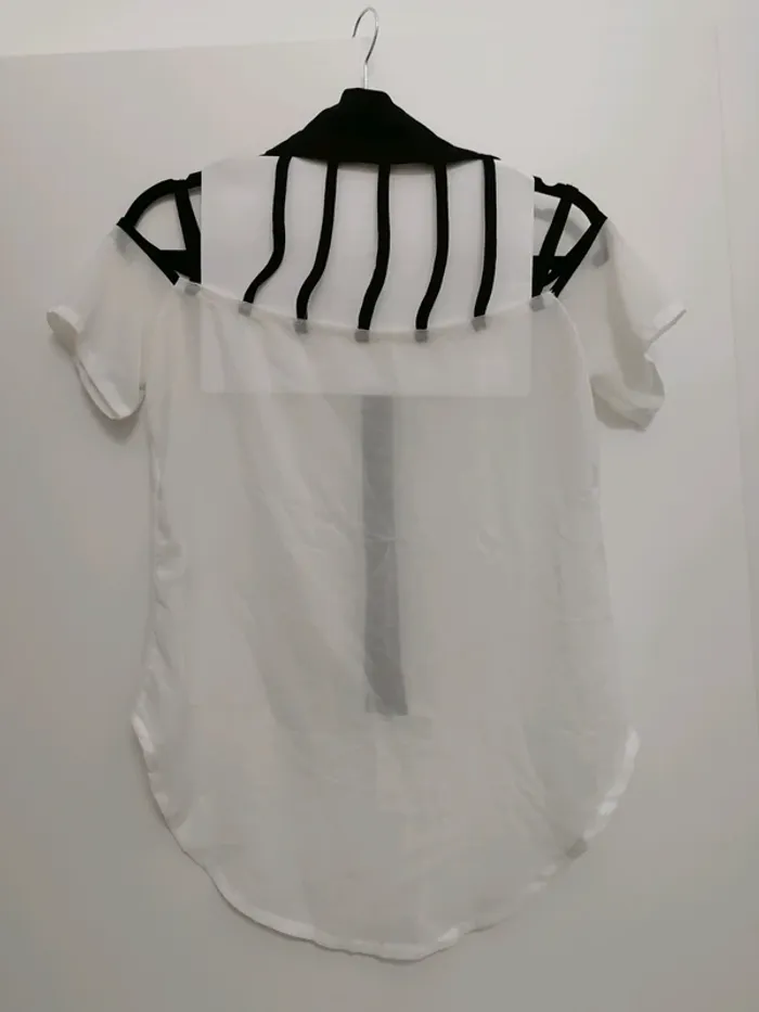 Chemisier transparent blanc et noir - photo numéro 3
