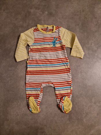 Grenouillère 1 pièce bébé fille rayure multicolore T12mois TBE orchestra