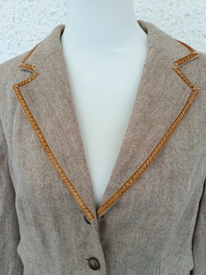 Veste blazer vintage avec laine beige Together taille 46 - photo numéro 4
