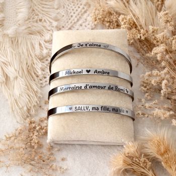 Bracelet à graver , bracelet personnalisé en acier inoxydable 