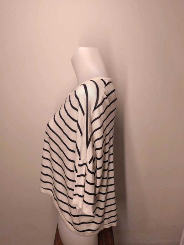 Pull Mango Femme Taille S Blanc rayé - photo numéro 3