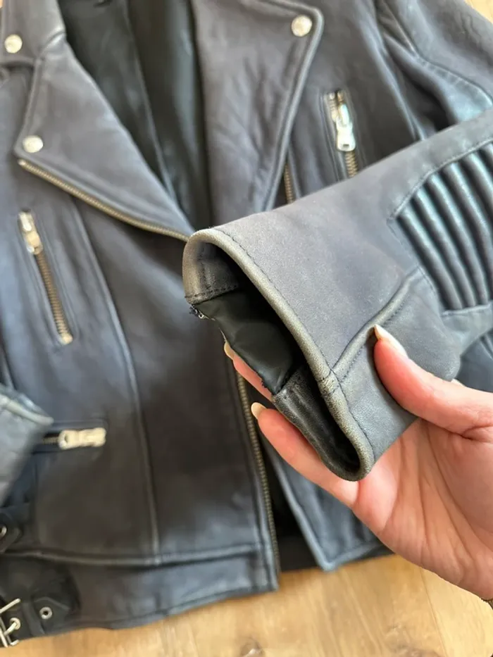 Perfecto The Kooples gris bleu taille 40 en daim - photo numéro 6