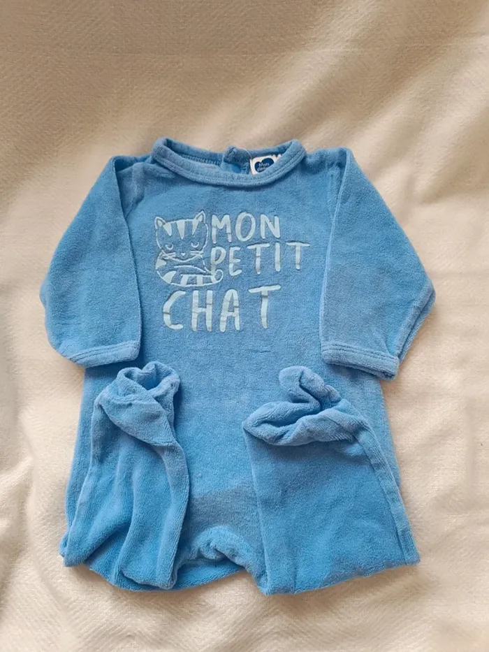 đ pyjama Ă©pais bleu mon petit chat 6 mois đ