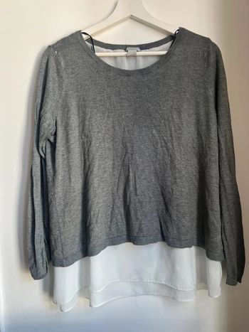 Pull gris chemisier blanc