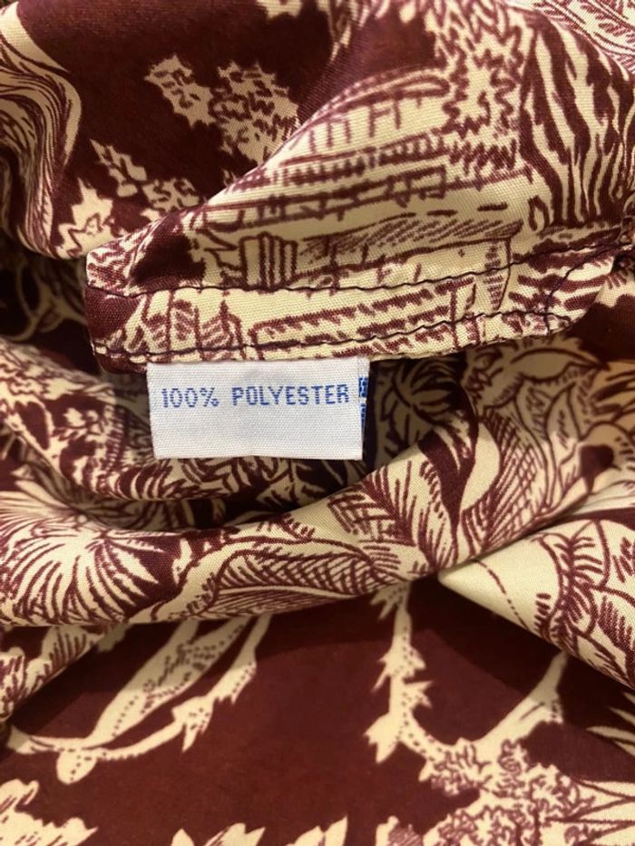 Blouse manches 3/4 bordeaux à motif tropicaux taille L - photo numéro 6